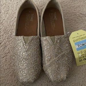 Toms rose gold crochet glitter